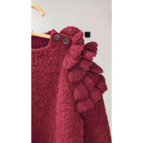 Misha & puff Boucle Ruffle Sweater - Cranberry | 4-5T - Picture 5 of 10